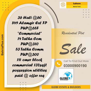 Residential Plot for Sale in Bahria Town, Lahore - (BP-359405)