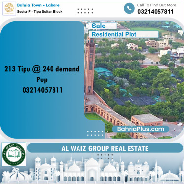 1 Kanal Residential Plot for Sale in Sector F - Tipu Sultan Block -  Bahria Town, Lahore - (BP-359421)