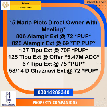 Residential Plot for Sale in Bahria Town, Lahore - (BP-359436)