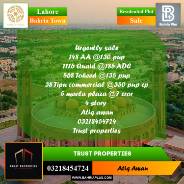 Residential Plot for Sale in Bahria Town, Lahore - (BP-359441)