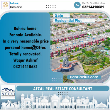 Residential Plot for Sale in Bahria Town, Lahore - (BP-359446)
