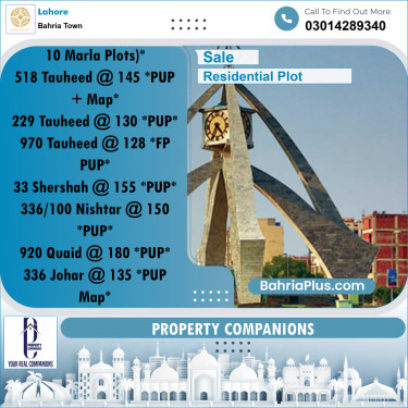 Residential Plot for Sale in Bahria Town, Lahore - (BP-359603)