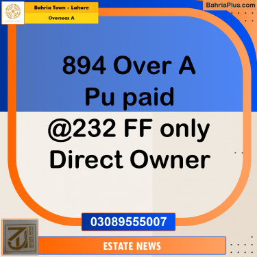 Residential Plot for Sale in Overseas A -  Bahria Town, Lahore - (BP-359682)