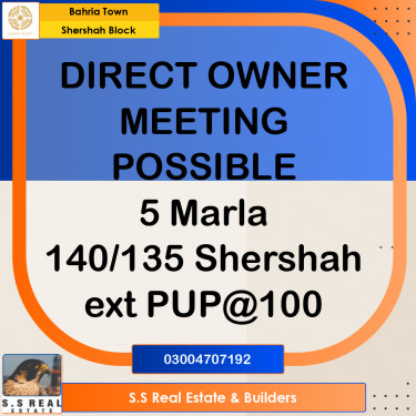 5 Marla Residential Plot for Sale in Sector F - Shershah Block -  Bahria Town, Lahore - (BP-359696)