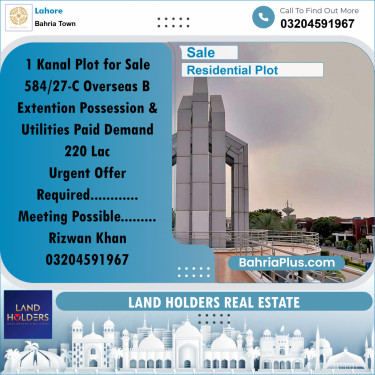 Residential Plot for Sale in Bahria Town, Lahore - (BP-359742)