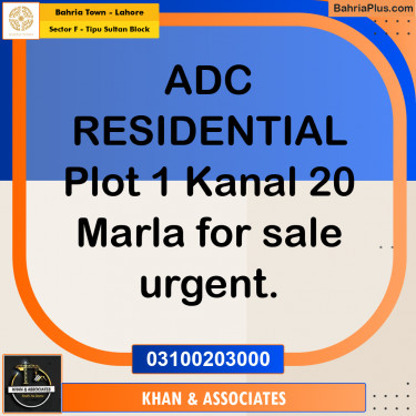 20 Marla Residential Plot for Sale in Sector F - Tipu Sultan Block -  Bahria Town, Lahore - (BP-359763)