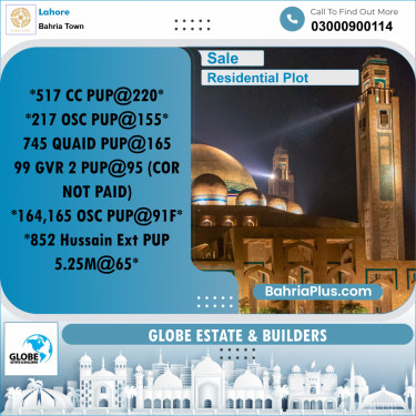 Residential Plot for Sale in Bahria Town, Lahore - (BP-359768)