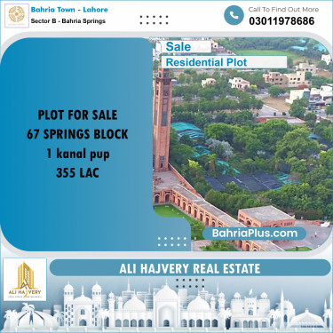 1 Kanal Residential Plot for Sale in Sector B - Bahria Springs -  Bahria Town, Lahore - (BP-359810)