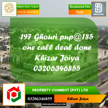 10 Marla Residential Plot for Sale in Sector B - Ghouri Block -  Bahria Town, Lahore - (BP-359895)