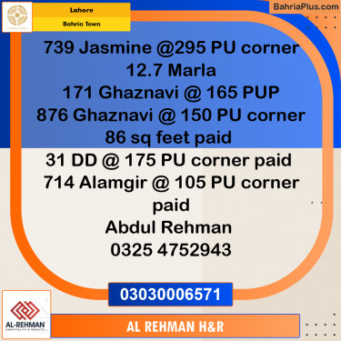 12.7 Marla Residential Plot for Sale in Bahria Town, Lahore - (BP-359908)