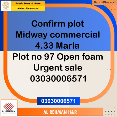 4 Marla Residential Plot for Sale in Midway Commercial -  Bahria Town, Lahore - (BP-360036)