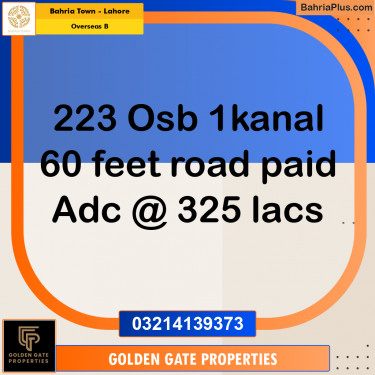 1 Kanal Residential Plot for Sale in Overseas B -  Bahria Town, Lahore - (BP-360126)