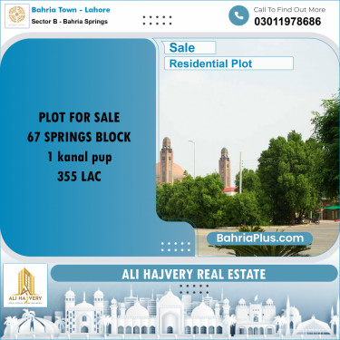 1 Kanal Residential Plot for Sale in Sector B - Bahria Springs -  Bahria Town, Lahore - (BP-360201)