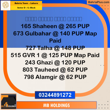 10 Marla Residential Plot for Sale in Sector D - CC Block -  Bahria Town, Lahore - (BP-360264)
