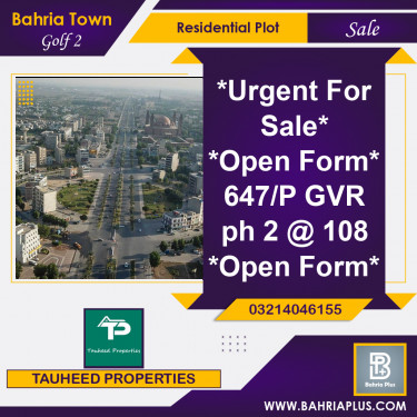 10 Marla Residential Plot for Sale in Golf Phase 2 -  Bahria Town, Lahore - (BP-360306)