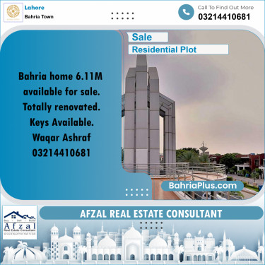 Residential Plot for Sale in Bahria Town, Lahore - (BP-360521)