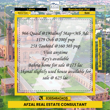 Residential Plot for Sale in Bahria Town, Lahore - (BP-360544)
