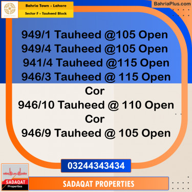 10 Marla Residential Plot for Sale in Sector F - Tauheed Block -  Bahria Town, Lahore - (BP-360559)