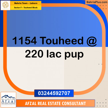 1 Kanal Residential Plot for Sale in Sector F - Tauheed Block -  Bahria Town, Lahore - (BP-360629)