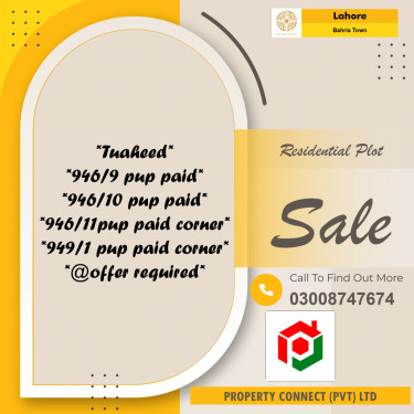 Residential Plot for Sale in Bahria Town, Lahore - (BP-360727)