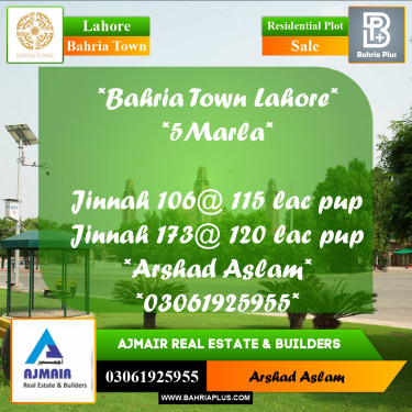Residential Plot for Sale in Bahria Town, Lahore - (BP-360753)