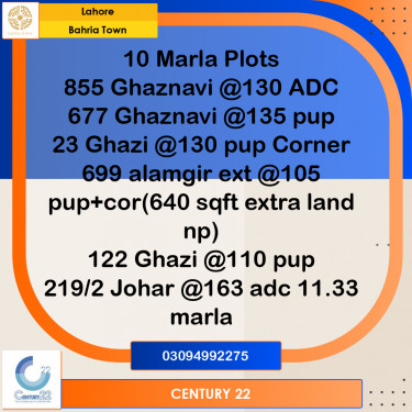 10 Marla Residential Plot for Sale in Bahria Town, Lahore - (BP-360788)