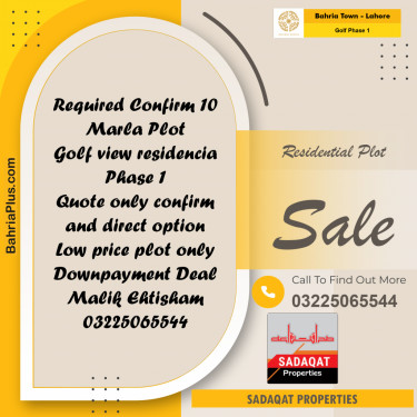 10 Marla Residential Plot for Sale in Golf Phase 1 -  Bahria Town, Lahore - (BP-361485)