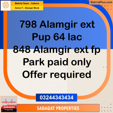 5 Marla Residential Plot for Sale in Sector F - Alamgir Block -  Bahria Town, Lahore - (BP-361519)