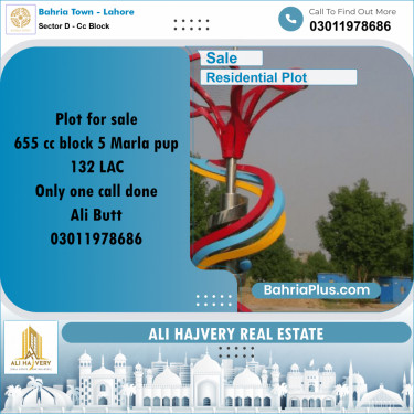 5 Marla Residential Plot for Sale in Sector D - CC Block -  Bahria Town, Lahore - (BP-361560)