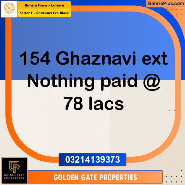 5 Marla Residential Plot for Sale in Sector F - Ghaznavi Ext. Block -  Bahria Town, Lahore - (BP-361632)