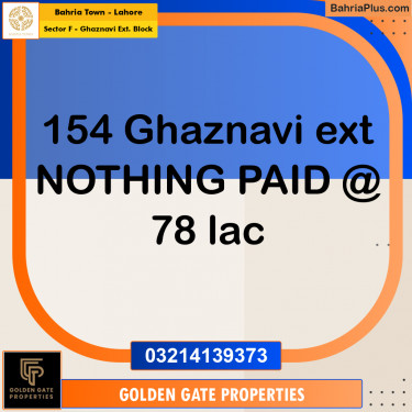 5 Marla Residential Plot for Sale in Sector F - Ghaznavi Ext. Block -  Bahria Town, Lahore - (BP-361695)