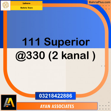 2 Kanal Residential Plot for Sale in Bahria Town, Lahore - (BP-361753)
