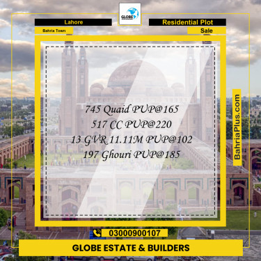 Residential Plot for Sale in Bahria Town, Lahore - (BP-361831)