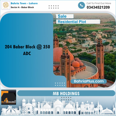 1 Kanal Residential Plot for Sale in Sector A - Babar Block -  Bahria Town, Lahore - (BP-361869)