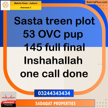 10 Marla Residential Plot for Sale in Overseas C -  Bahria Town, Lahore - (BP-362029)