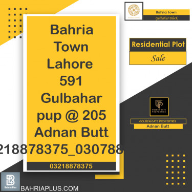 10 Marla Residential Plot for Sale in Sector C - Gulbahar Block -  Bahria Town, Lahore - (BP-362728)