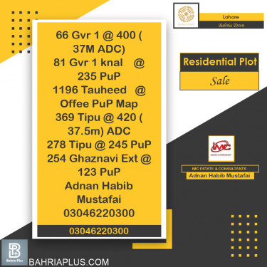 Residential Plot for Sale in Bahria Town, Lahore - (BP-362804)