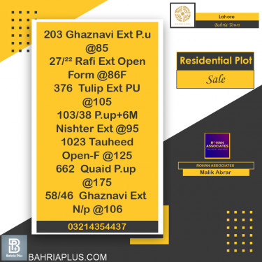 Residential Plot for Sale in Bahria Town, Lahore - (BP-362959)