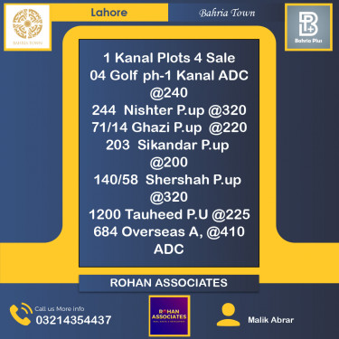Residential Plot for Sale in Bahria Town, Lahore - (BP-362960)