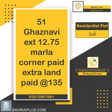 Residential Plot for Sale in Sector F - Ghaznavi Ext. Block -  Bahria Town, Lahore - (BP-363018)