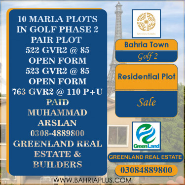 10 Marla Residential Plot for Sale in Golf Phase 2 -  Bahria Town, Lahore - (BP-363047)