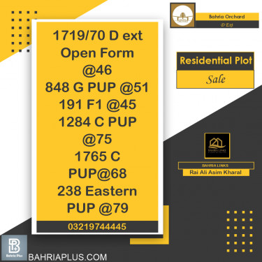 5 Marla Residential Plot for Sale in Phase 2 - D Ext -  Bahria Orchard, Lahore - (BP-363050)