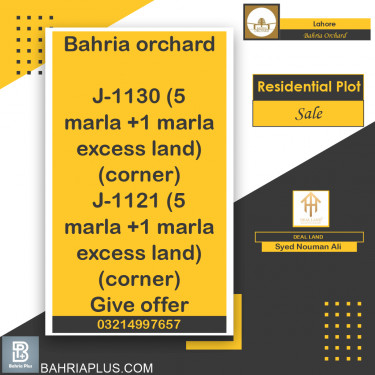 Residential Plot for Sale in Bahria Orchard, Lahore - (BP-363076)