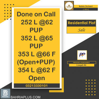 5 Marla Residential Plot for Sale in Phase 2 - L Block -  Bahria Orchard, Lahore - (BP-363085)