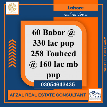 Residential Plot for Sale in Bahria Town, Lahore - (BP-363128)