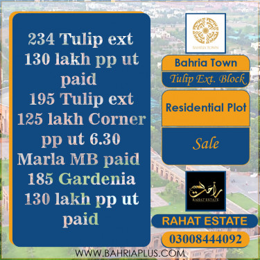 5 Marla Residential Plot for Sale in Sector C - Tulip Ext. Block -  Bahria Town, Lahore - (BP-363208)