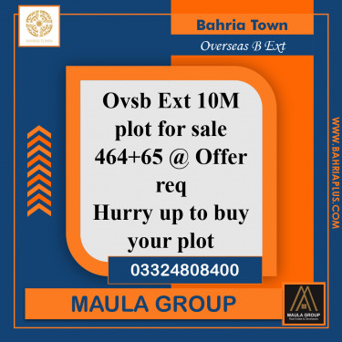 10 Marla Residential Plot for Sale in Overseas B Ext -  Bahria Town, Lahore - (BP-363358)