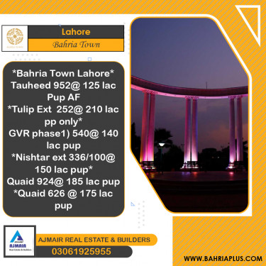 Residential Plot for Sale in Bahria Town, Lahore - (BP-363412)