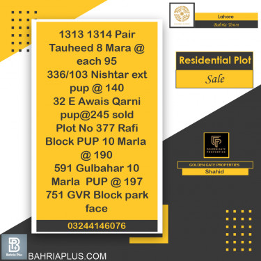 Residential Plot for Sale in Bahria Town, Lahore - (BP-363545)