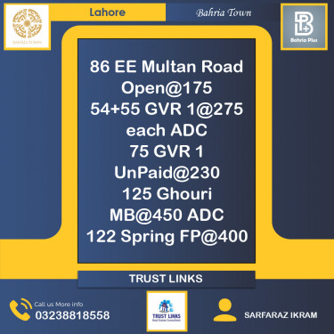 Residential Plot for Sale in Bahria Town, Lahore - (BP-363656)